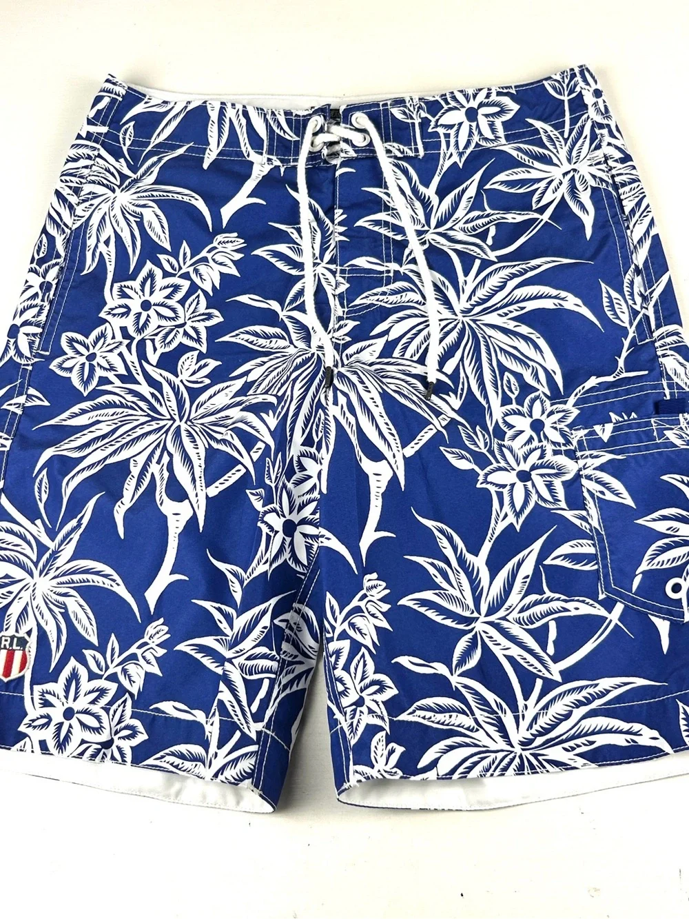 Polo by Ralph Lauren Blue & White Tropical Swim Shorts
